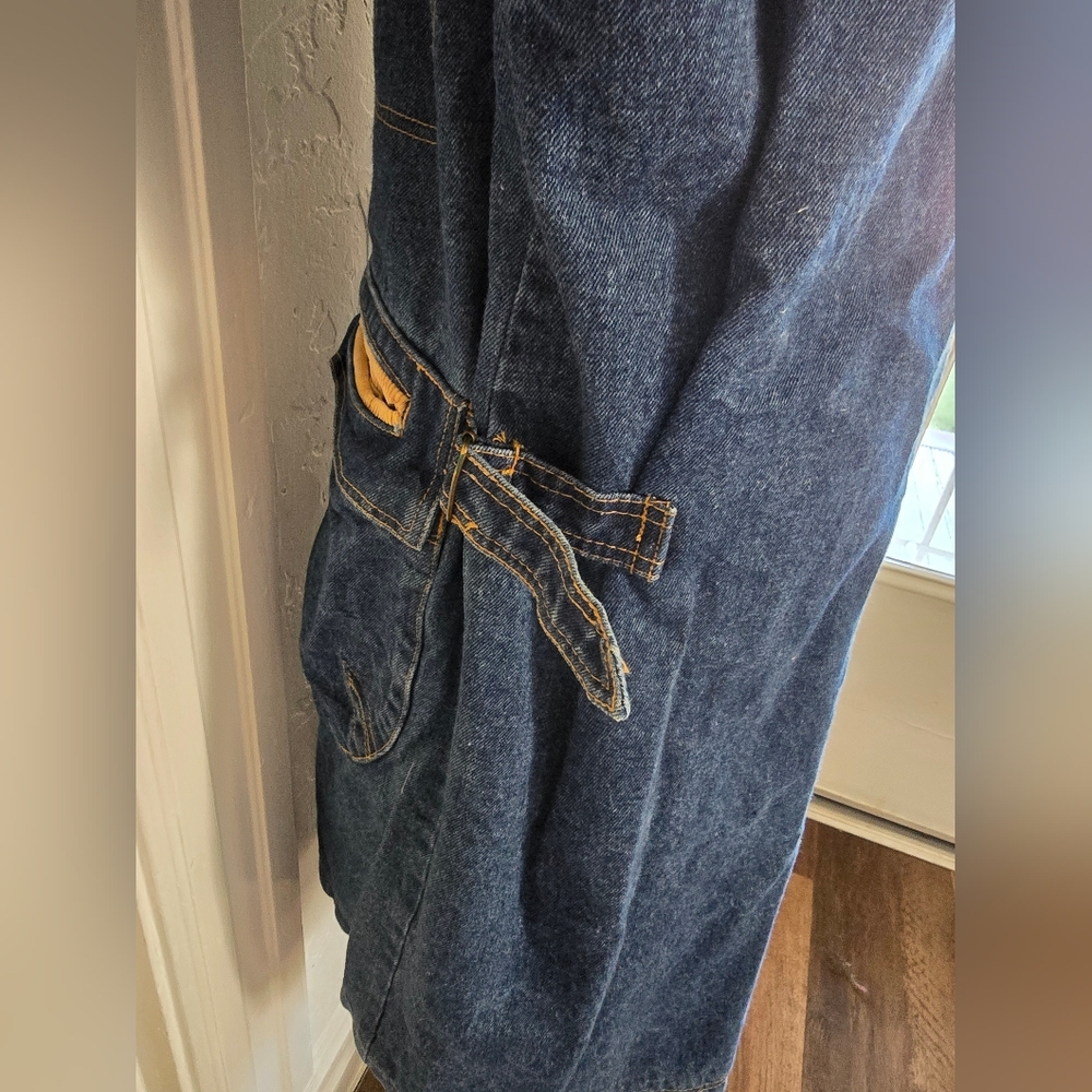 Vintage Current Seen Denim Long Coat with Tan Corduroy Collar - Picture 13 of 15